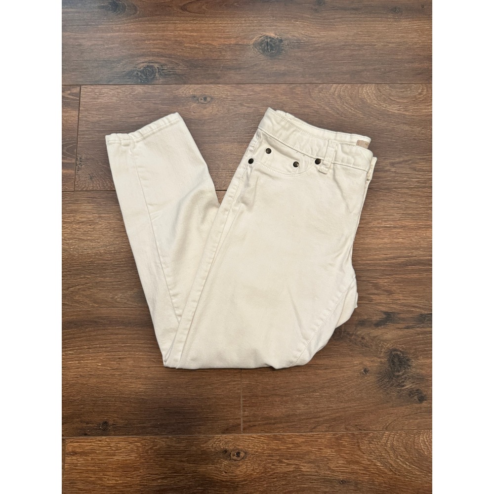 Max Jeans Max Studio Womens Cream Off White Slim Straight Leg Denim Pants Sz 4